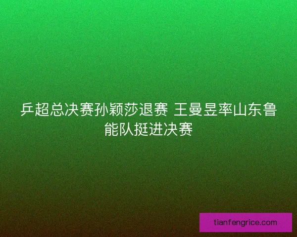 乒超总决赛孙颖莎退赛 王曼昱率山东鲁能队挺进决赛 乒超总决赛孙颖莎退赛 王曼昱率山东鲁能队挺进决赛